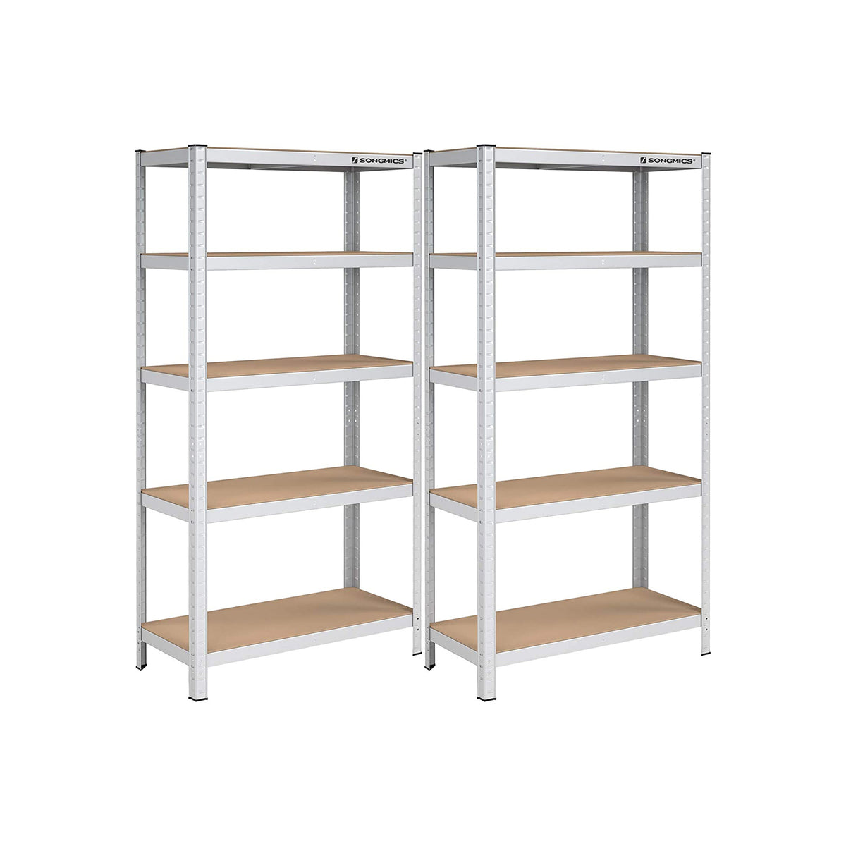 2er Set Lagerregal 180 cm hoch silbern